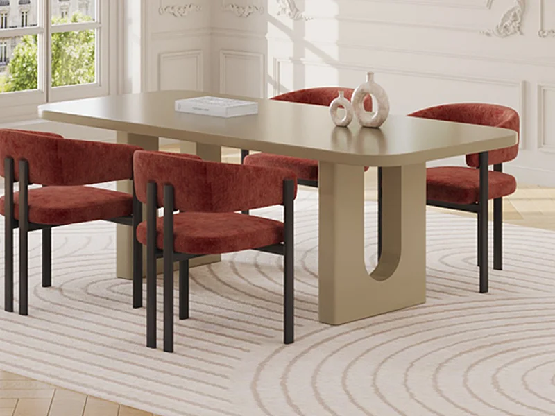 Table à manger 8 personnes en MDF - Taupe - NAKONI