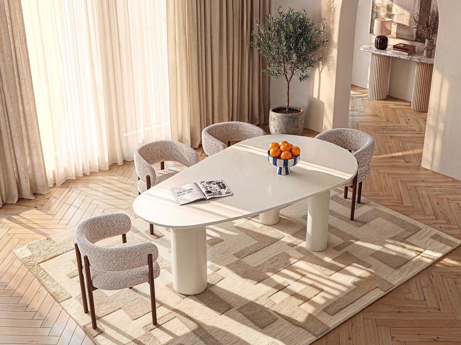 Vente-unique Mdf-Esstisch Für 8 Personen - Beige - Olasko