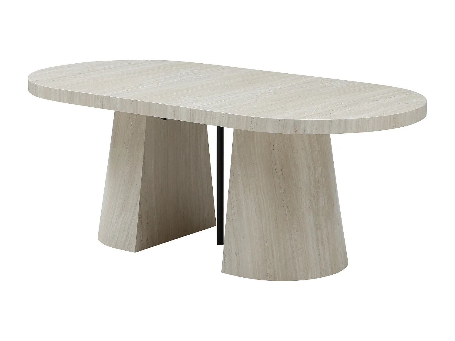 Table à manger extensible 6 à +12 personnes en MDF - Effet travertin beige - CLOEVA