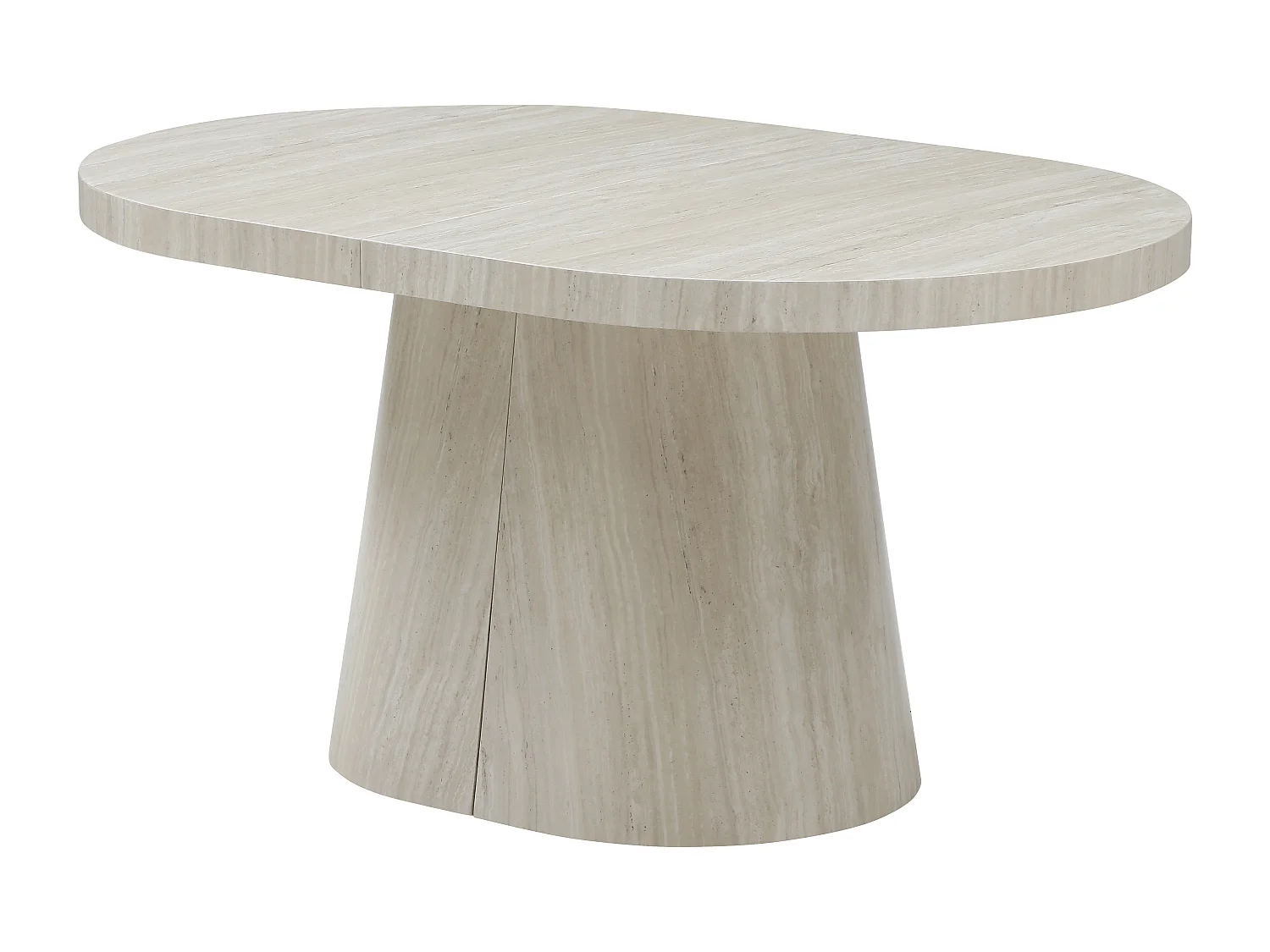 Table à manger extensible 6 à +12 personnes en MDF - Effet travertin beige - CLOEVA