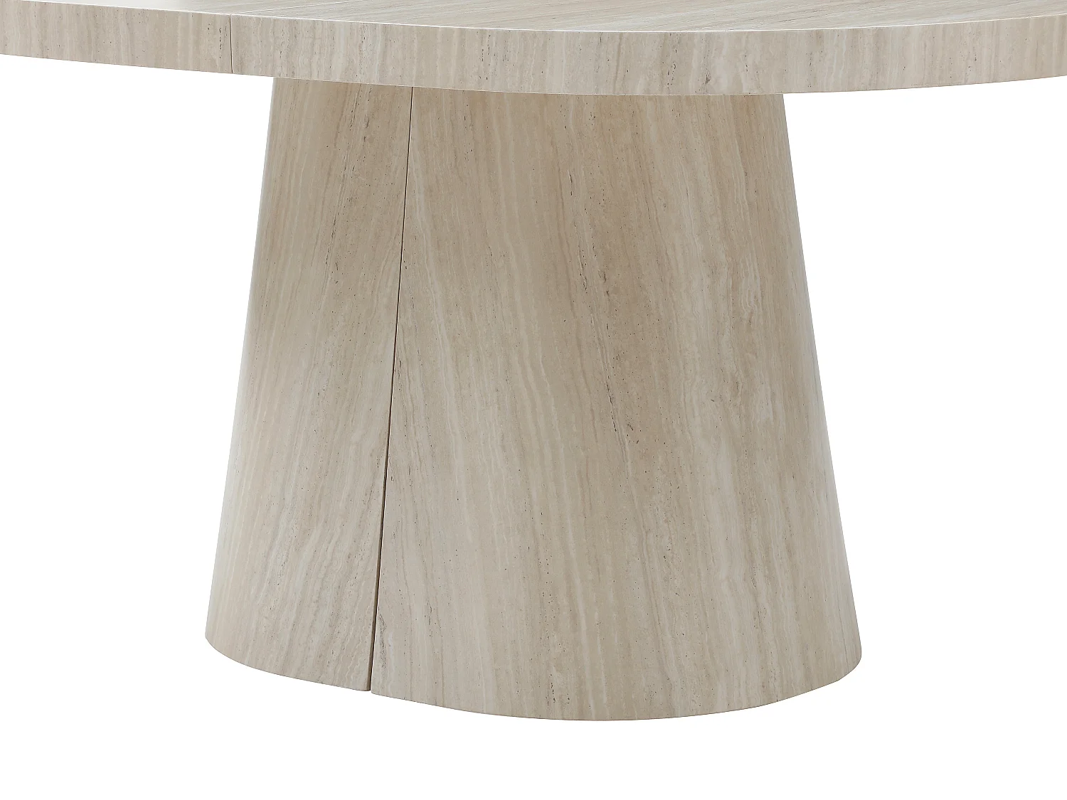 Table à manger extensible 6 à +12 personnes en MDF - Effet travertin beige - CLOEVA