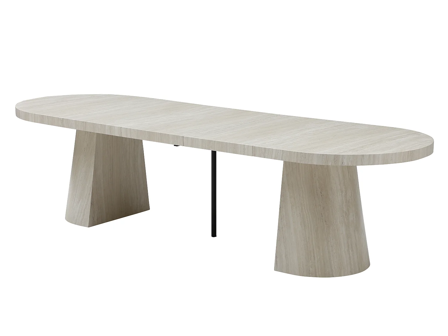 Udtræksspiseord til 6 til +12 personer i MDF - Beige travertin-effekt - CLOEVA