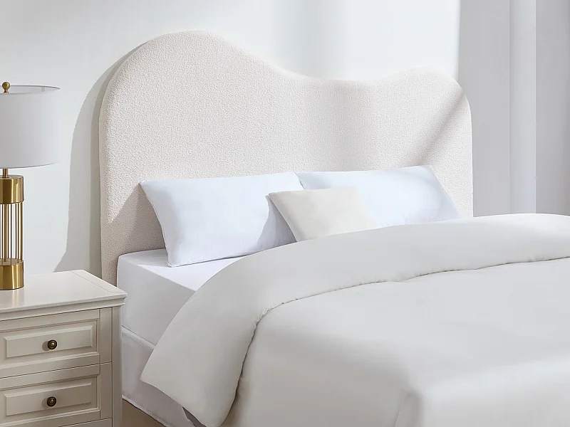Tête de lit 140 cm - Tissu bouclette - Blanc - VORIOTA