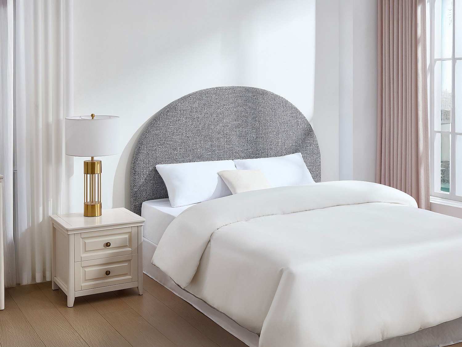 Vente-unique Bettkopfteil – 140 Cm - Strukturstoff - Grau - Panioti