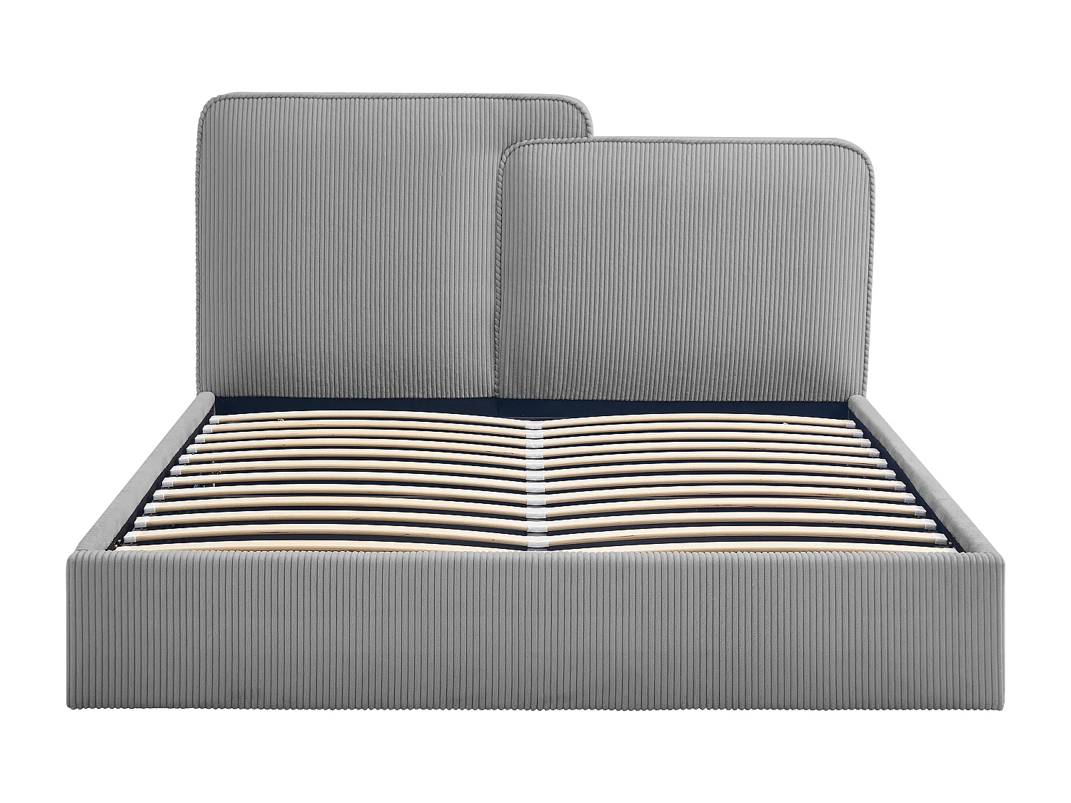 Lit coffre 140 x 190 cm - Velours côtelé - Gris - NAYOLA