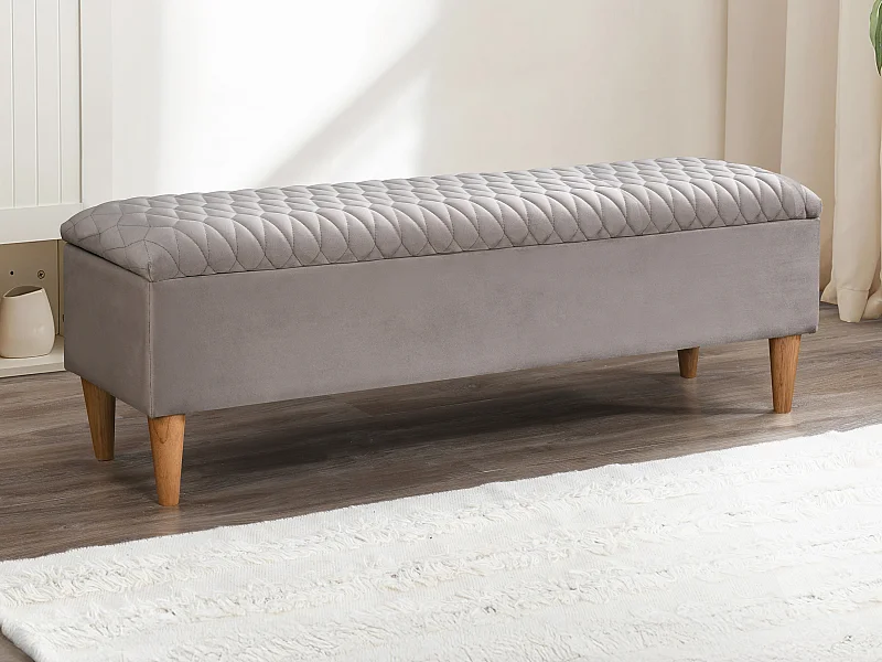 Banc coffre - Tissu velours - Beige - DANIELE