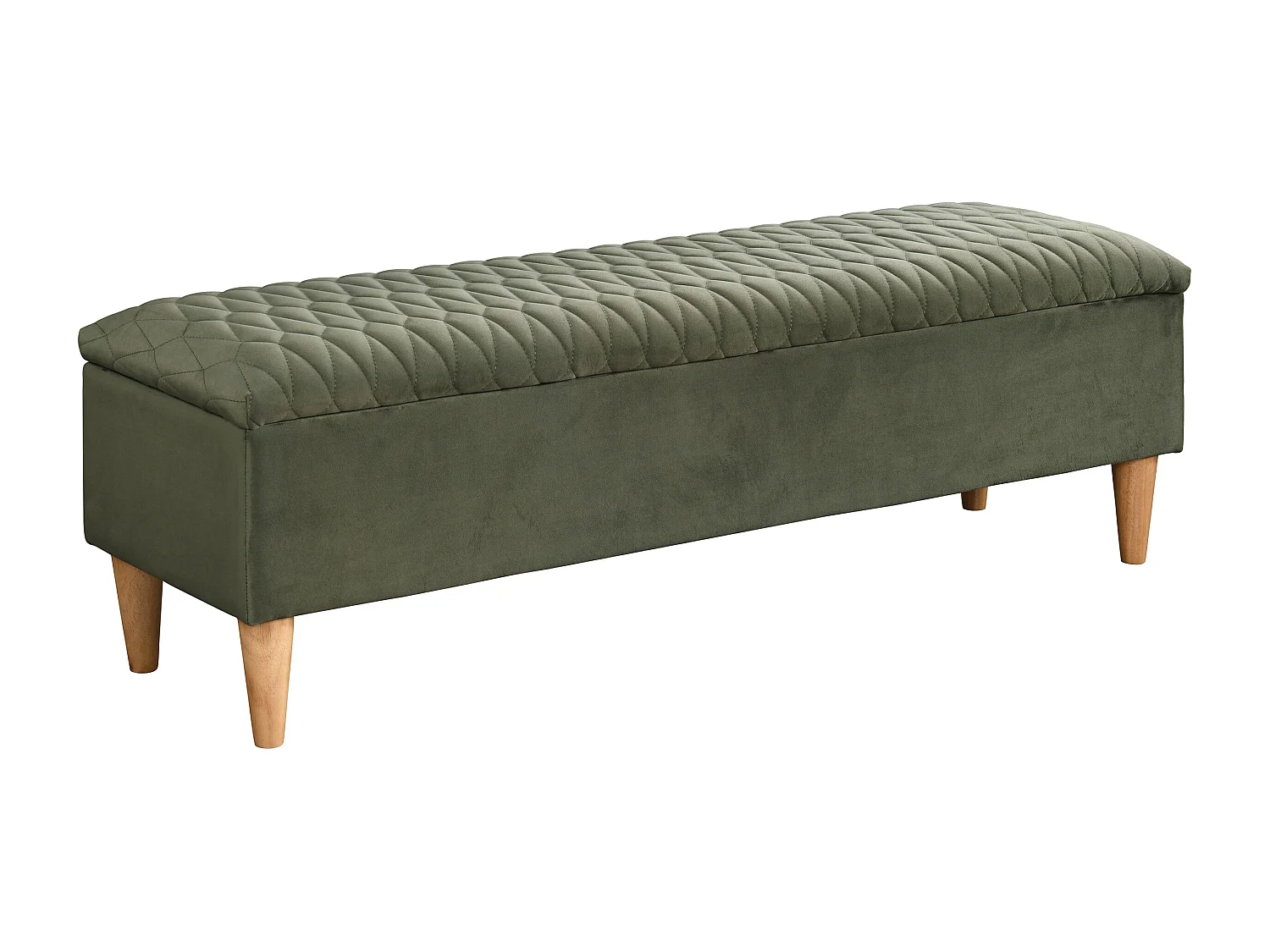 Banc coffre - Tissu velours - Vert olive - DANIELE