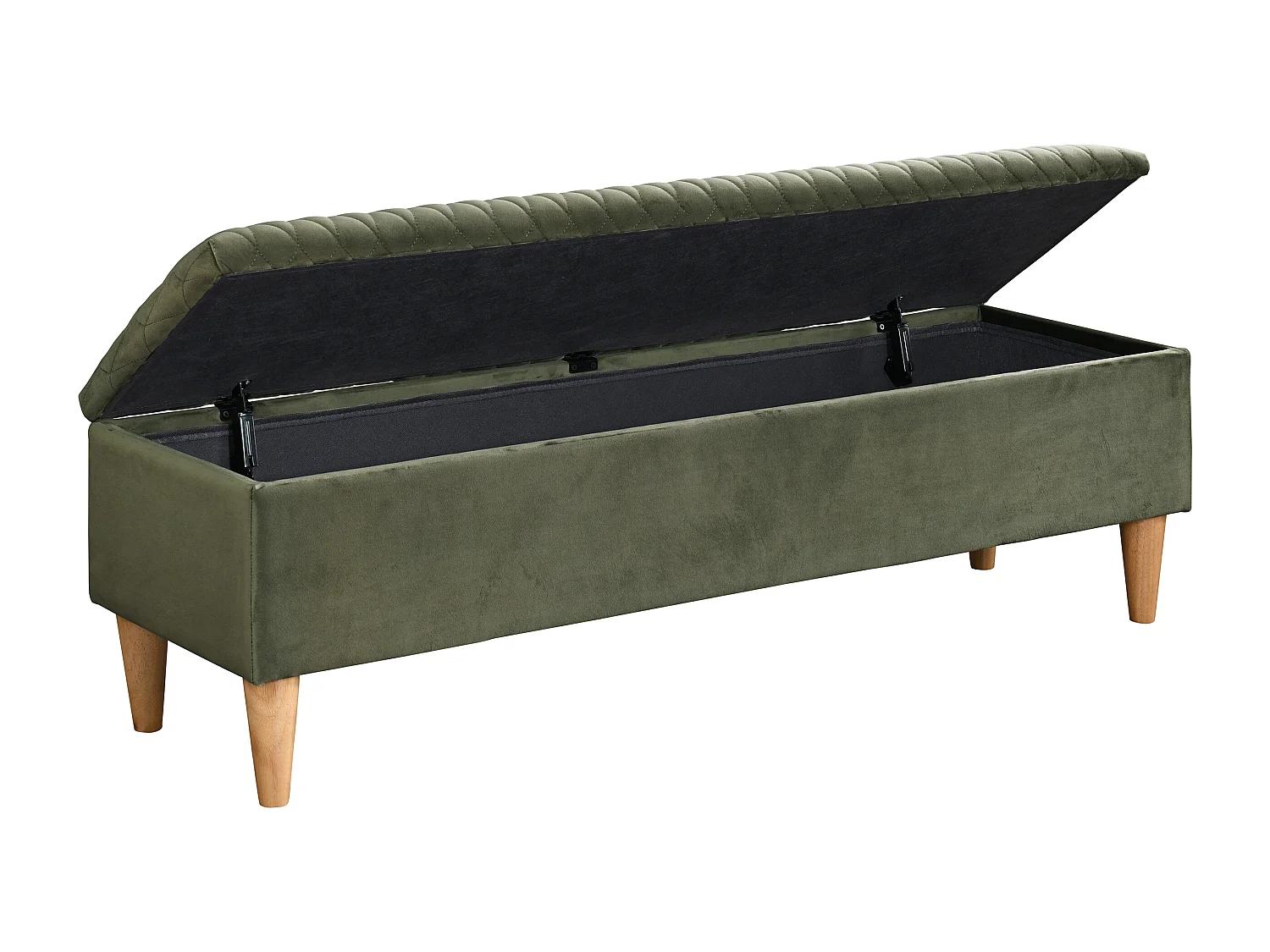 Banc coffre - Tissu velours - Vert olive - DANIELE