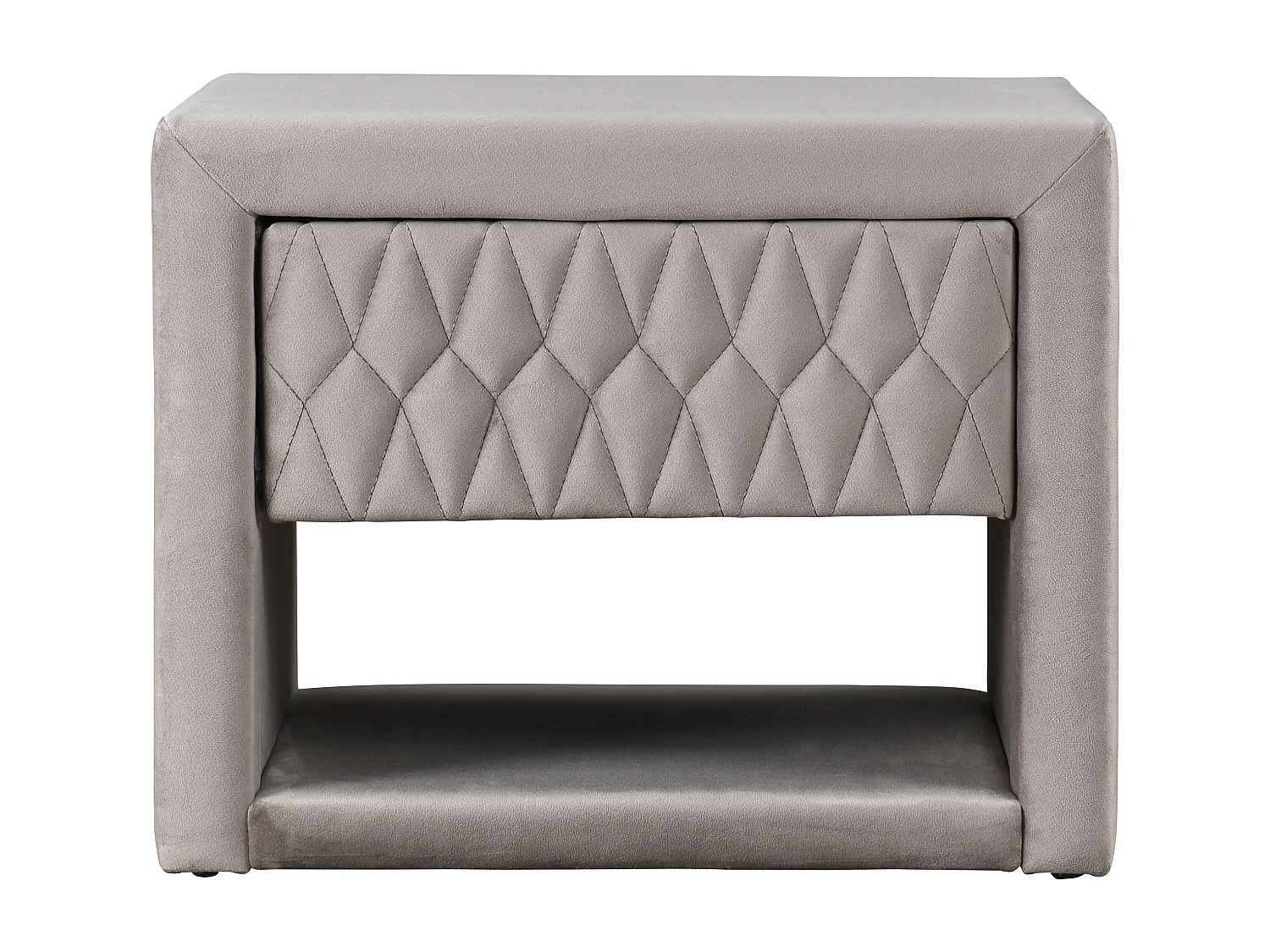 Table de chevet - 1 tiroir et 1 niche - Tissu velours - Beige - DANIELE