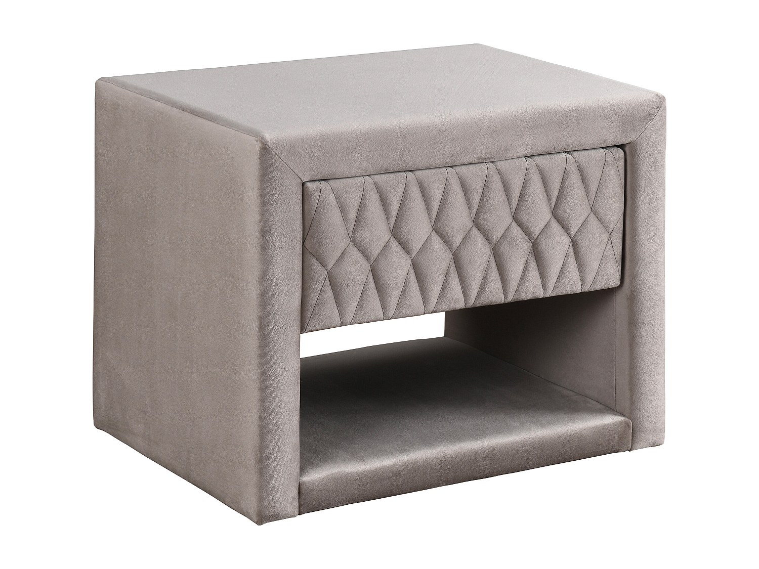 Nachttisch DANIELE – 1 Schublade & 1 Ablage – Samt – Beige günstig online kaufen