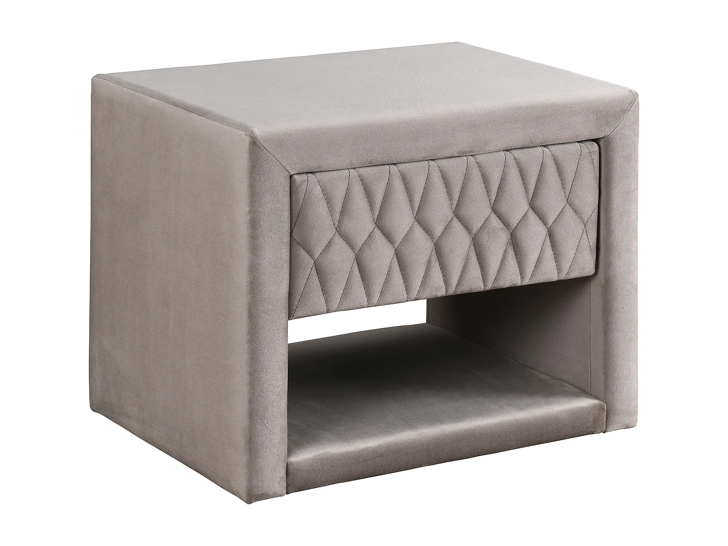 Table de chevet - 1 tiroir et 1 niche - Tissu velours - Beige - DANIELE