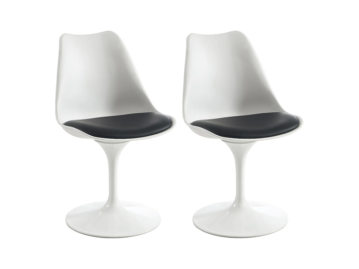 Sett med 2 stoler i polypropylen, kunstlær og stål - Hvit og svart - XAFY