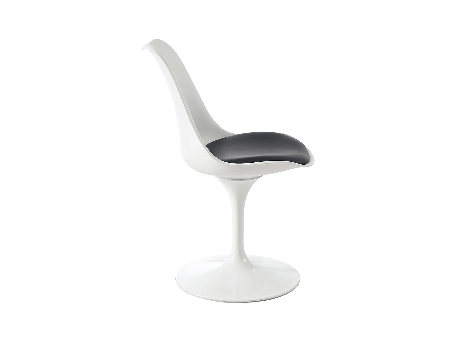 Lot de 6 chaises pivotantes en polypropylène, simili et acier - Blanc et Noir - XAFY