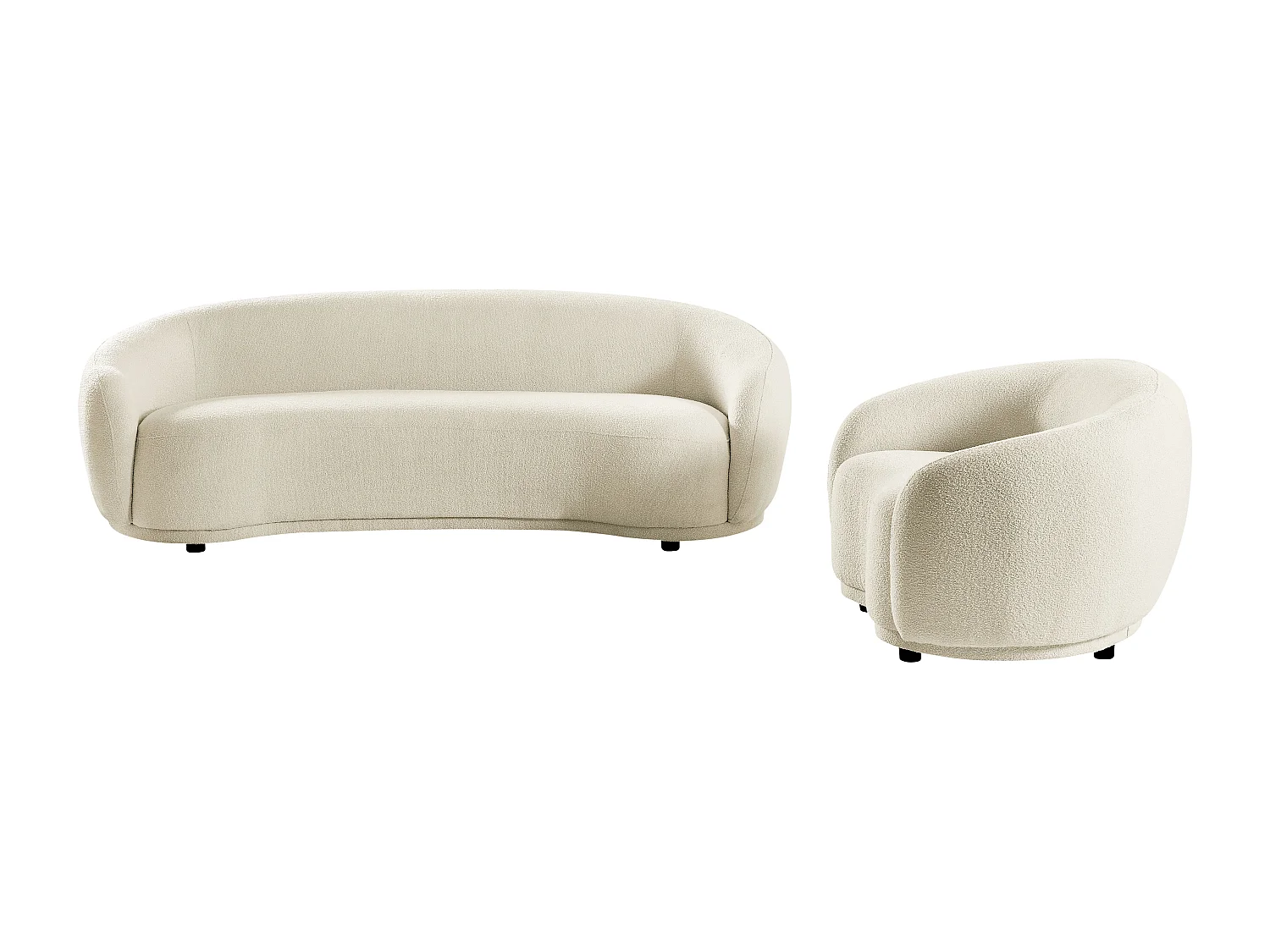 3-seters sofa og lenestol i elfenbenhvit boklestoff BOVANA av Pascal Morabito