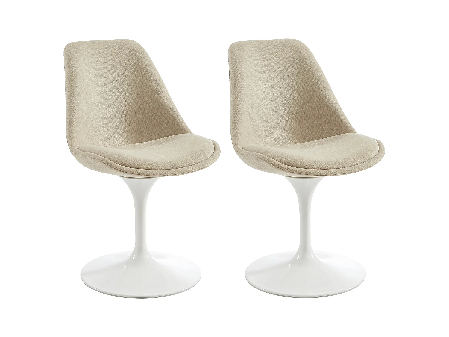 Sæt med 2 stole i tekstureret stof og stål - Beige og Hvid - XAFY