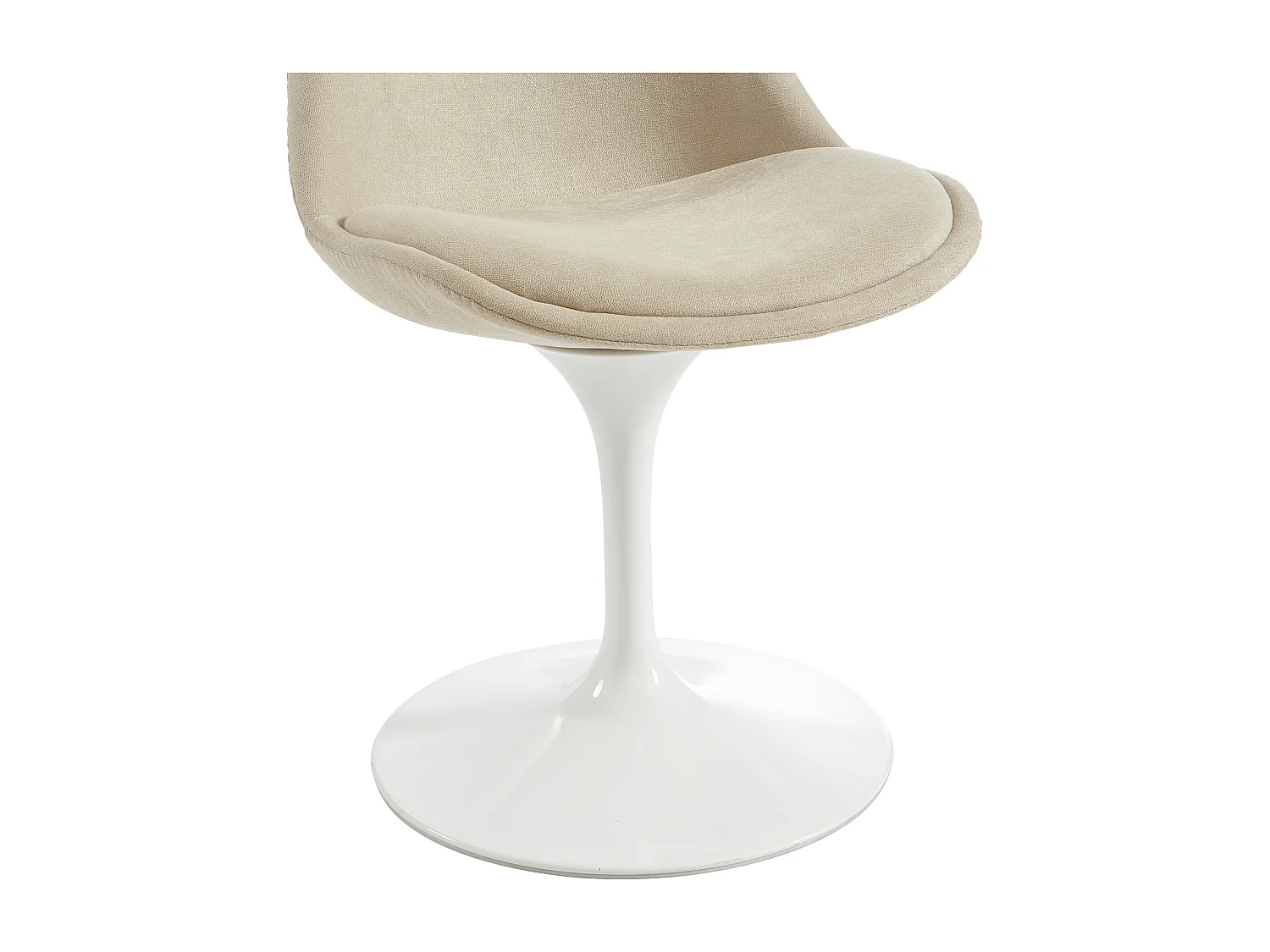 Lot de 2 chaises pivotantes en tissu texturé et acier - Beige et Blanc - XAFY