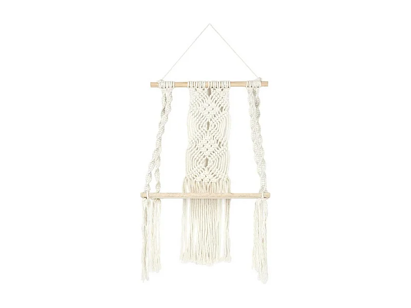 Etagère murale 30cm bohème en macramé et plateau en bois