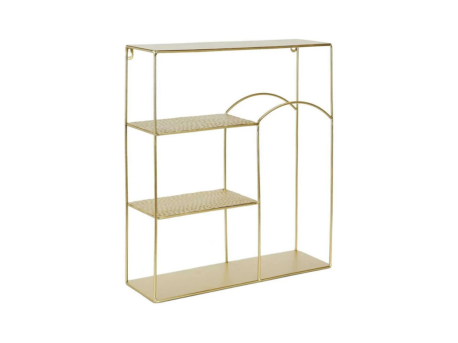 Etagère décorative dorée en métal martelé