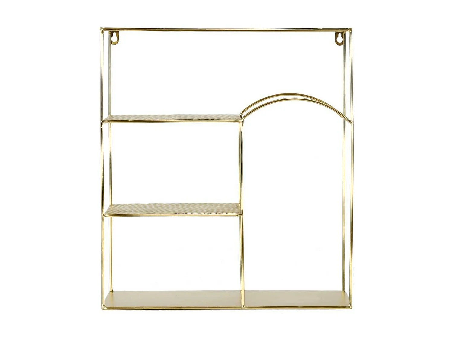 Etagère décorative dorée en métal martelé