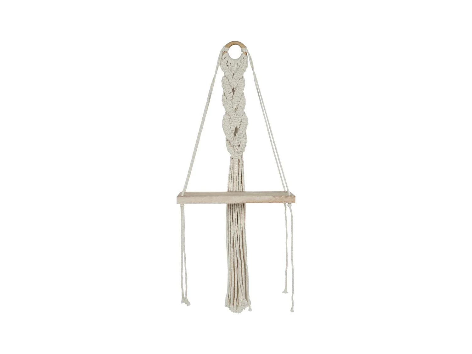 Etagère murale 25cm bohème en corde et plateau en bois