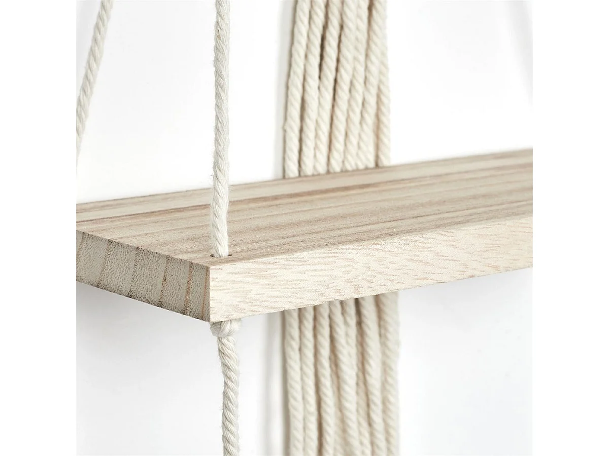 Etagère murale 25cm bohème en corde et plateau en bois