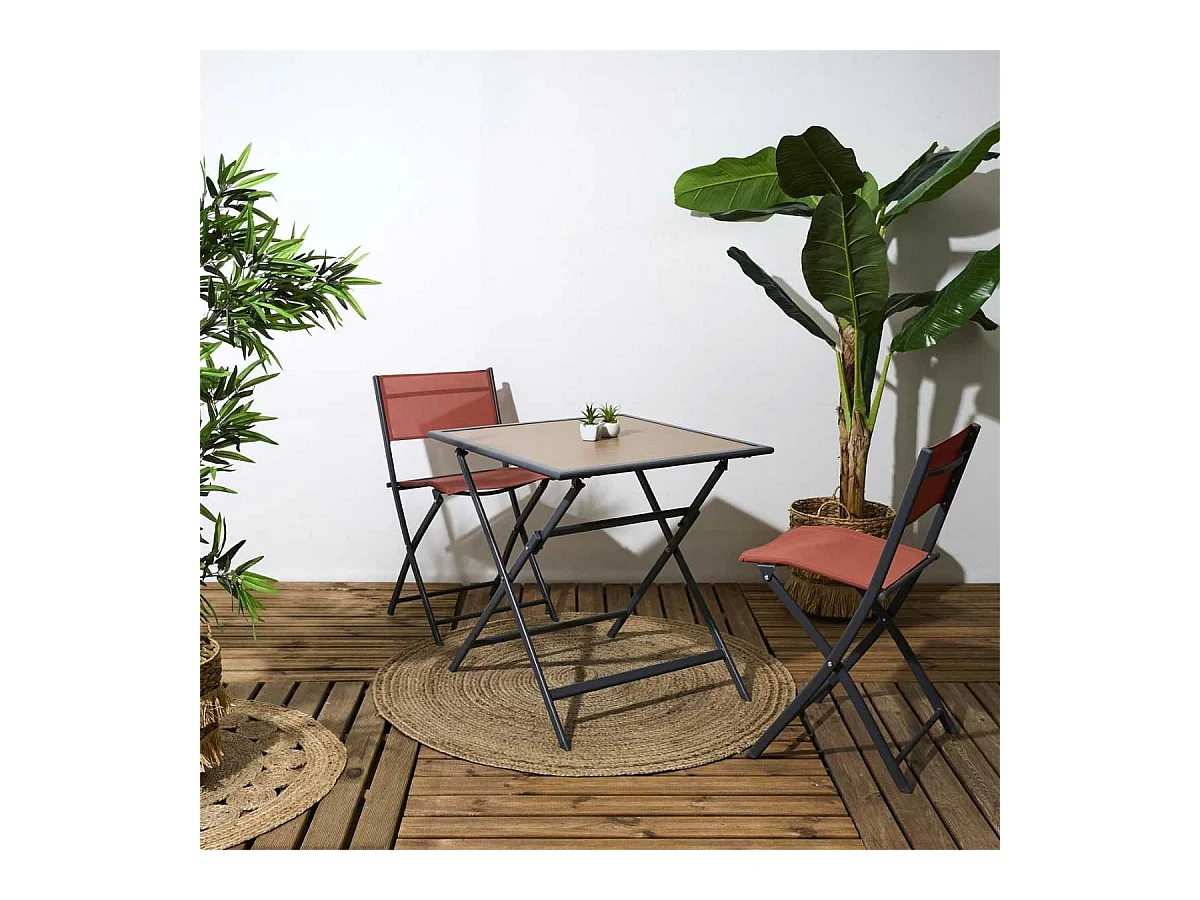 Lot de 4 Chaises de Jardin Pliantes terracotta - SANAE