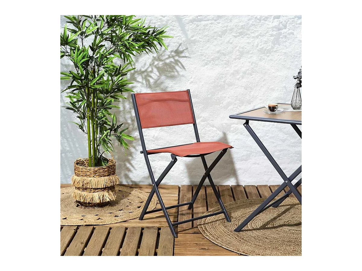 Lot de 4 Chaises de Jardin Pliantes terracotta - SANAE