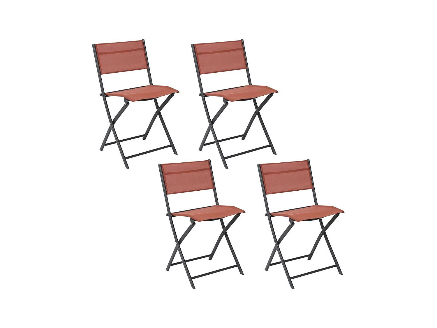 SANAE - Lot de 4 Chaises de Jardin Pliantes terracotta