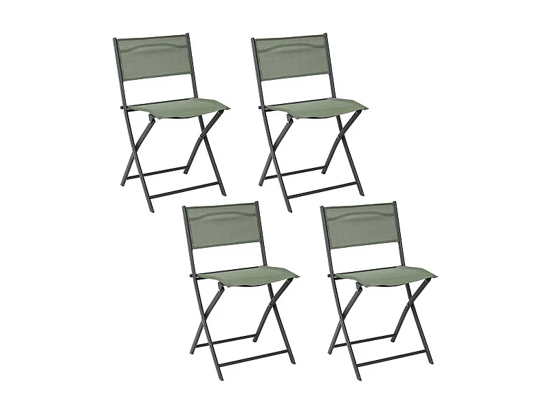 Lot de 4 Chaises de Jardin Pliantes Kaki - SANAE