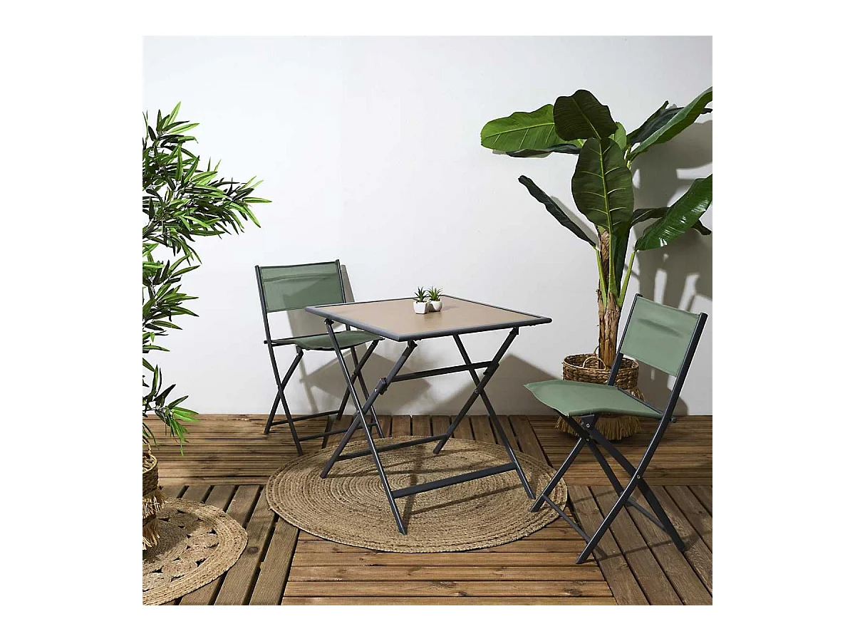 Lot de 4 Chaises de Jardin Pliantes Kaki - SANAE