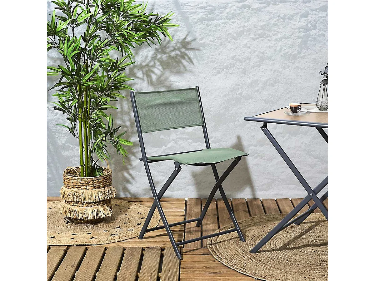 Lot de 4 Chaises de Jardin Pliantes Kaki - SANAE