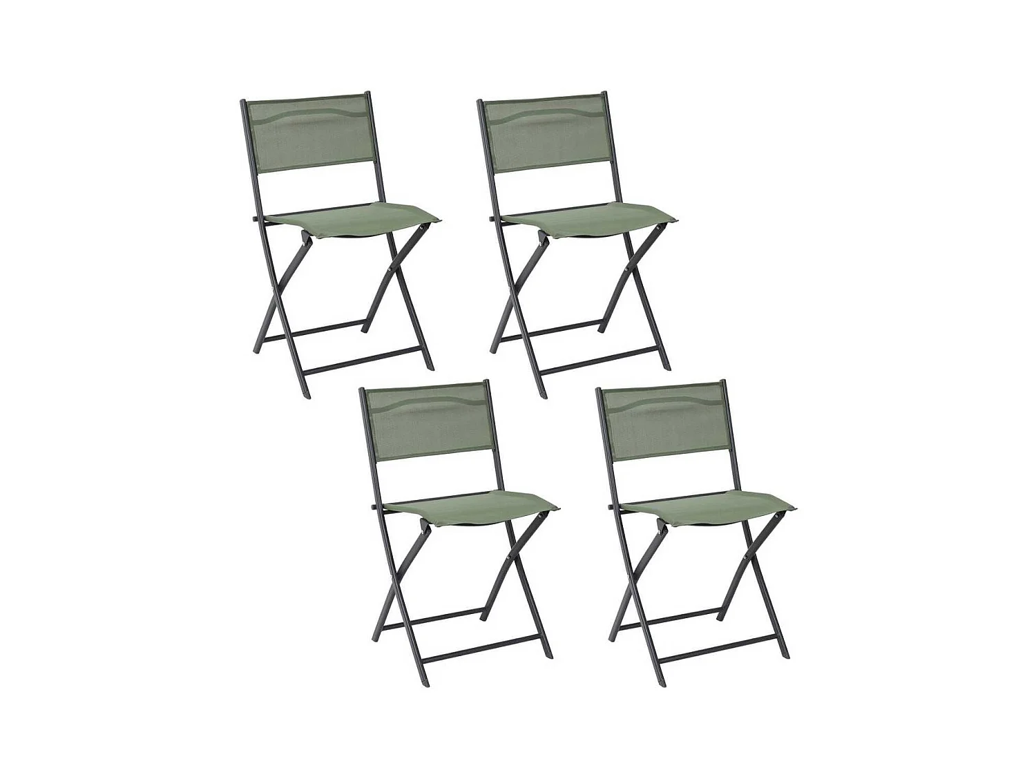 SANAE - Lot de 4 Chaises de Jardin Pliantes Kaki