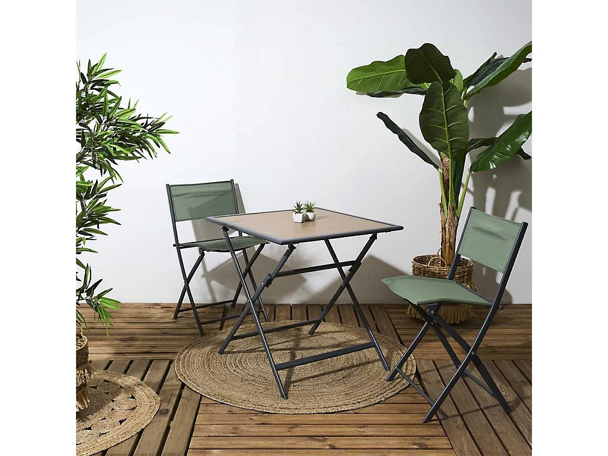 Lot de 4 Chaises de Jardin Pliantes Kaki - SANAE