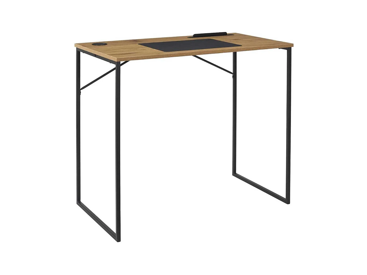 Bureau structure métallique noir et plateau MDF aspect bois - KLINT