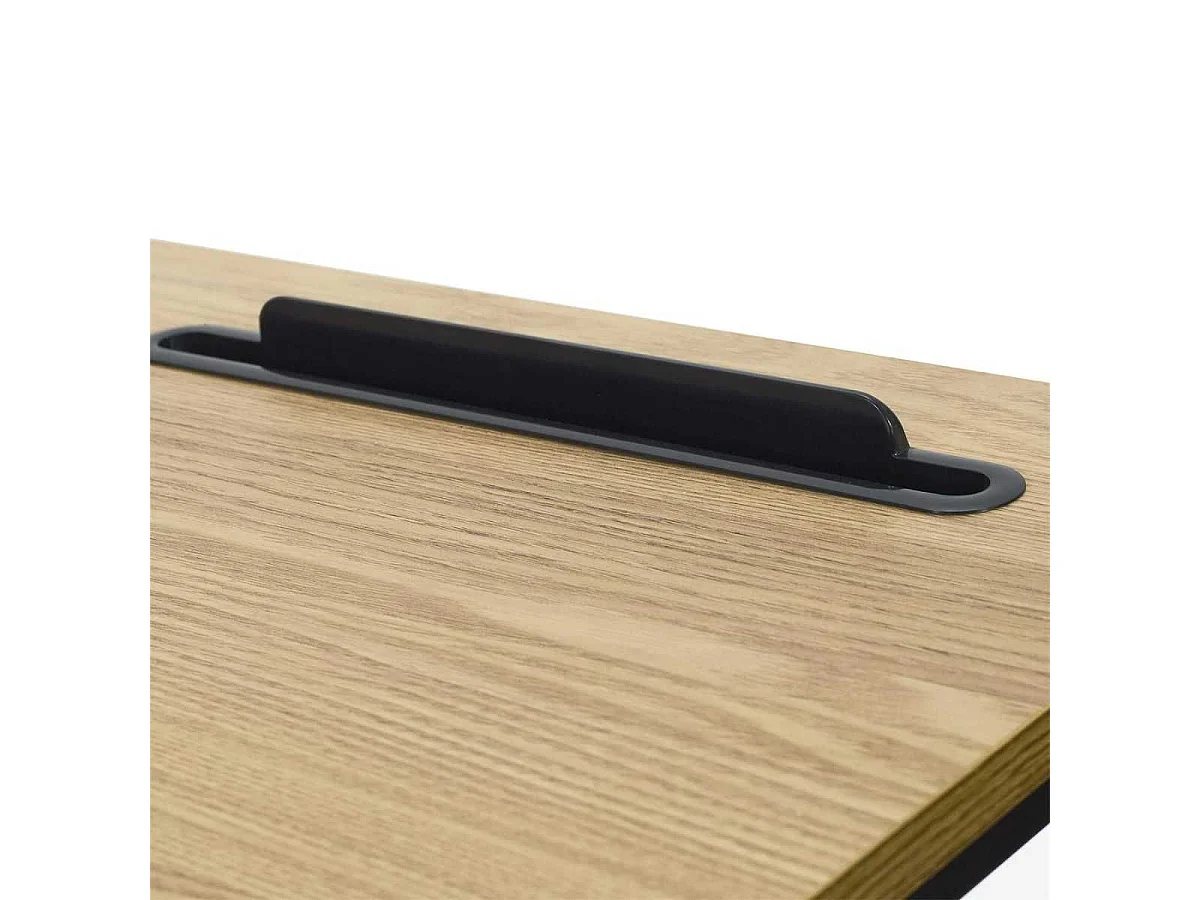 Bureau structure métallique noir et plateau MDF aspect bois - KLINT