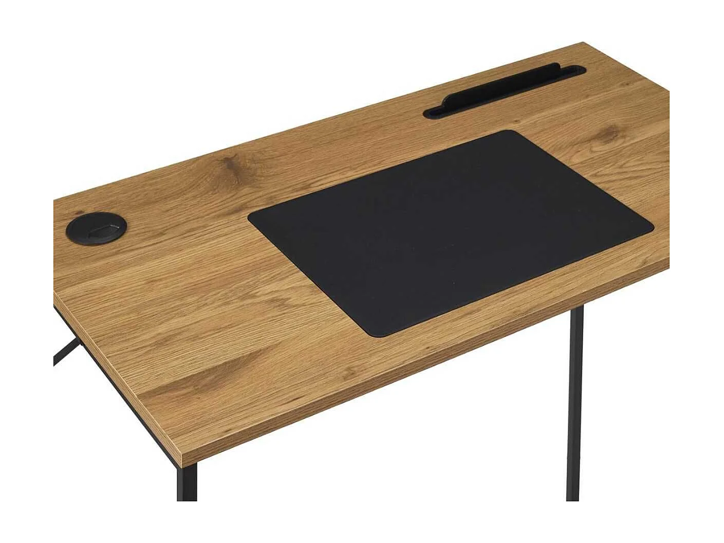 Bureau structure métallique noir et plateau MDF aspect bois - KLINT