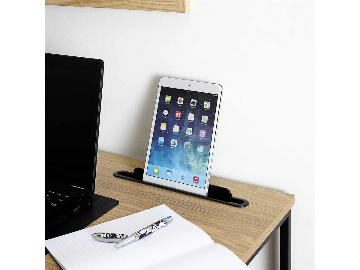 Bureau structure métallique noir et plateau MDF aspect bois - KLINT