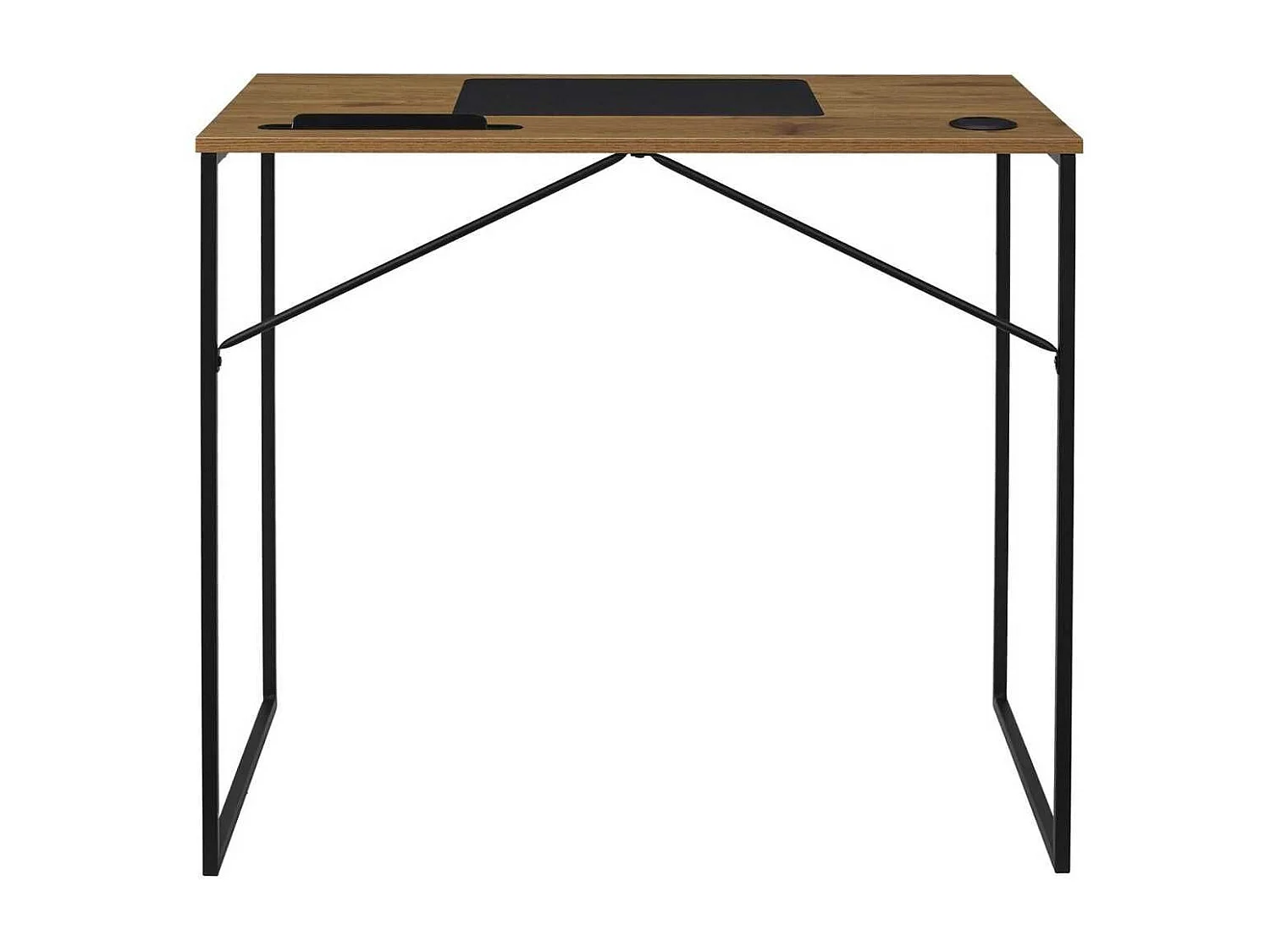Bureau structure métallique noir et plateau MDF aspect bois - KLINT