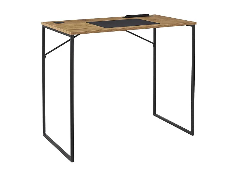 Bureau structure métallique noir et plateau MDF aspect bois - KLINT