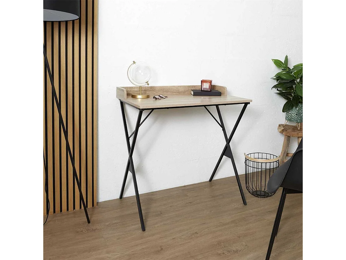 Bureau structure métallique plateau aspect bois - DARA