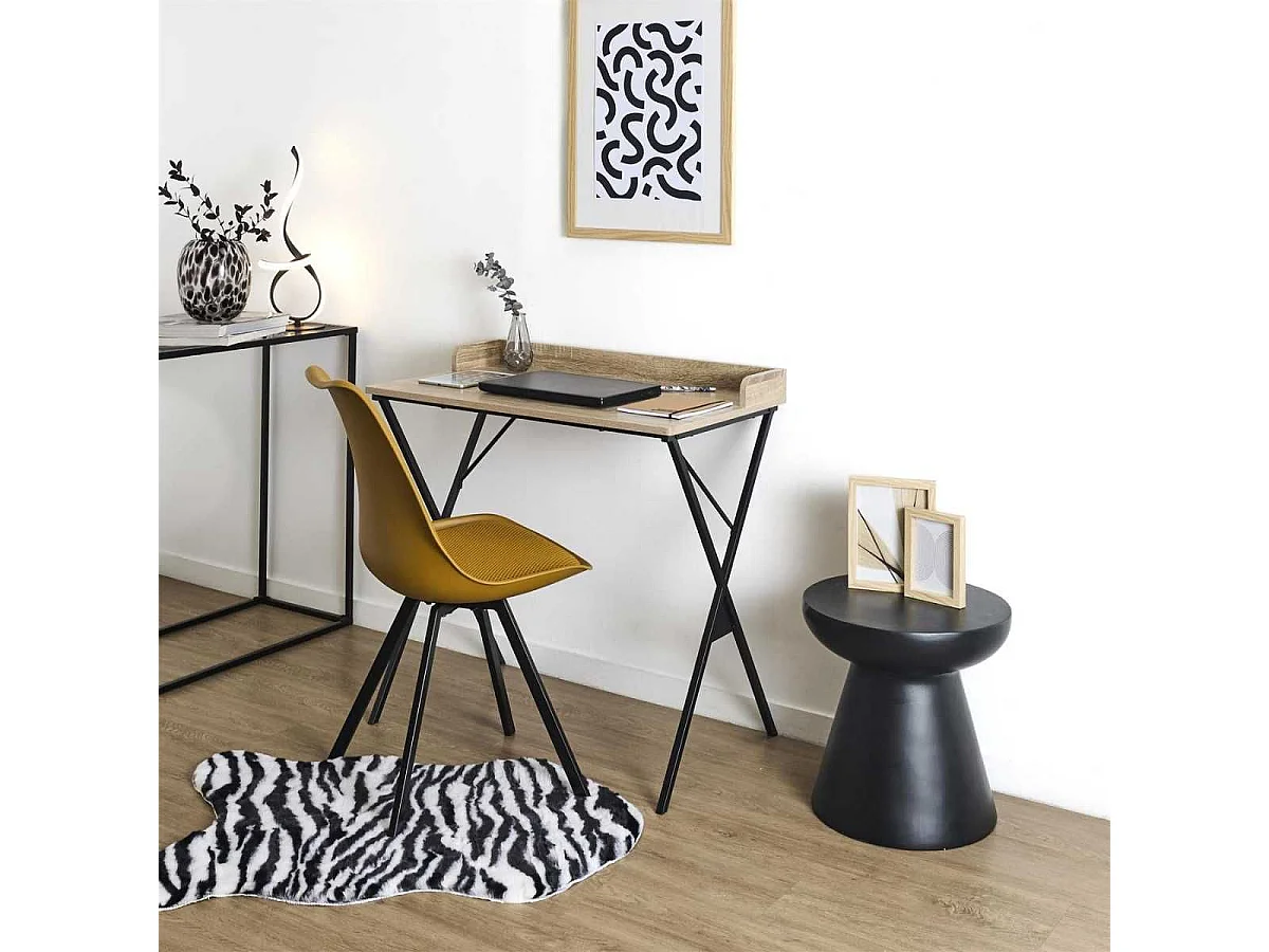 Bureau structure métallique plateau aspect bois - DARA