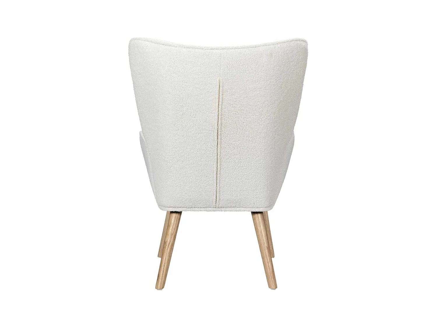 Fauteuil de salon en tissu bouclette blanc pieds en bois d'hévéa - REGINA