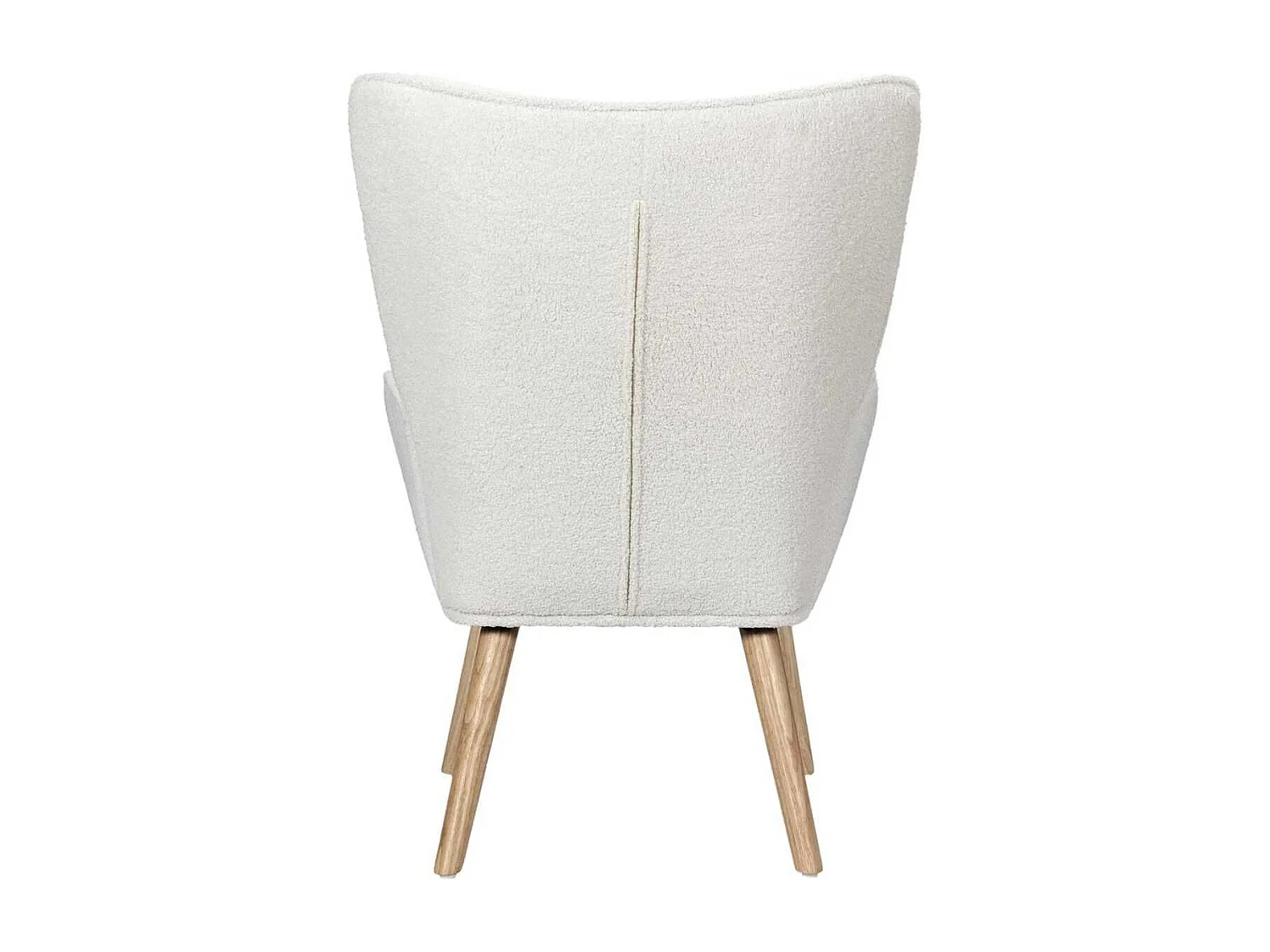 Fauteuil de salon en tissu bouclette blanc pieds en bois d'hévéa - REGINA