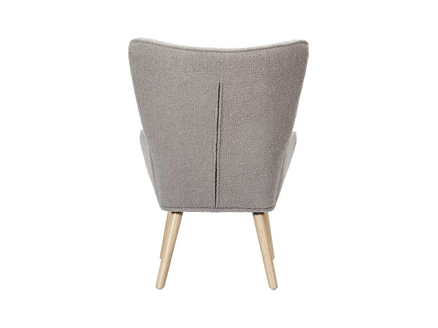 Fauteuil de salon en tissu bouclette taupe pieds en bois d'hévéa - REGINA