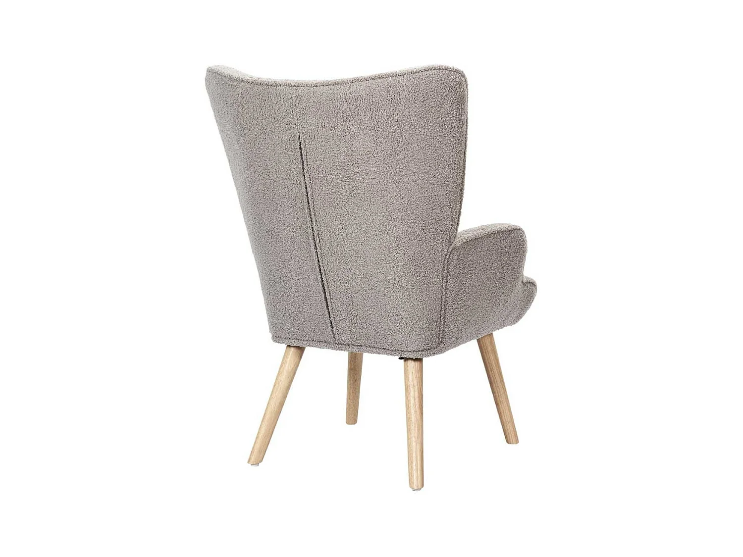 Fauteuil de salon en tissu bouclette taupe pieds en bois d'hévéa - REGINA