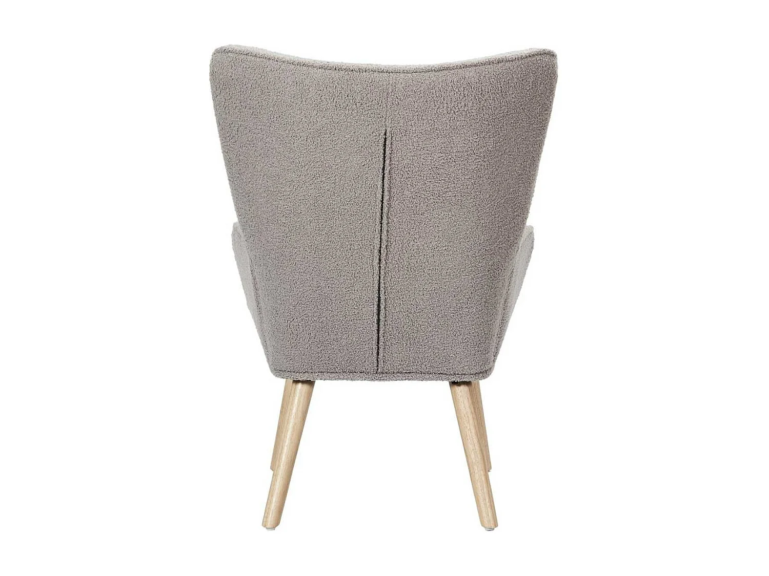 Fauteuil de salon en tissu bouclette taupe pieds en bois d'hévéa - REGINA