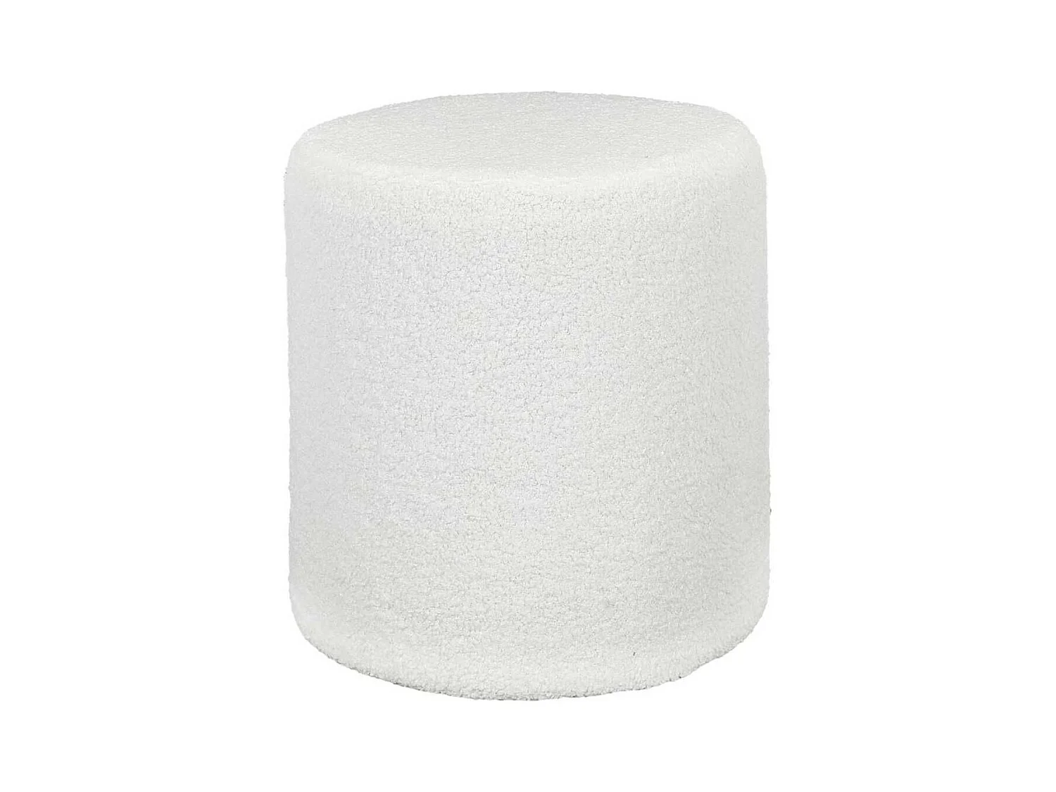 REGINA - Pouf en tissu bouclette blanc