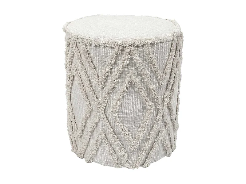 Pouf tissu relief ton sur ton style bohème beige - RAMIA