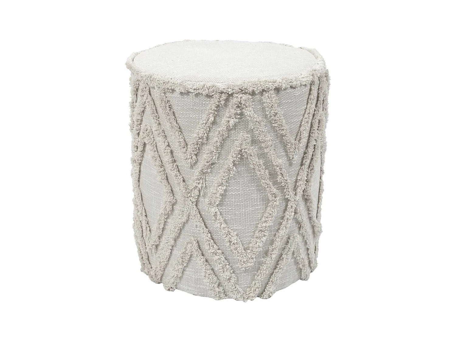 Pouf tissu relief ton sur ton style bohème beige - RAMIA