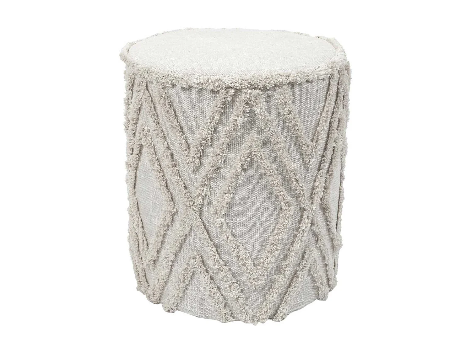 Pouf tissu relief ton sur ton style bohème beige - RAMIA